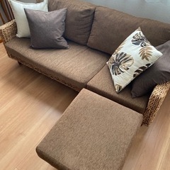 アバカ素材 コーナーカウチソファテーブルセット Parama