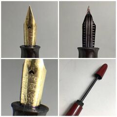 🔷🔶🔷KI14/63　希少 アンティーク 万年筆 Steady 14GOLD Perfect LIFETIME 吸引式 スズラン図 赤 レッド ヴィンテージ 筆記用具 文房具 ◆🔷🔶🔷