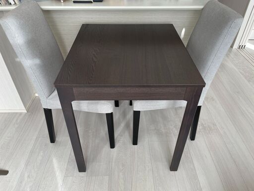 【更に値下げしました】IKEA伸長式ダイニングテーブル･チェア2脚セット(1/20−21にピックアップ)