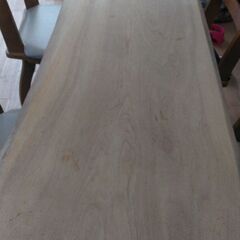 桧　無垢一枚板テーブル　椅子四脚セット