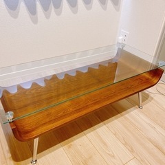 ガラス　木製　テーブル