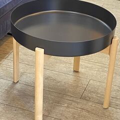 木製脚 サイドテーブル コーヒーテーブル 机 円形 北欧風 ブラ...