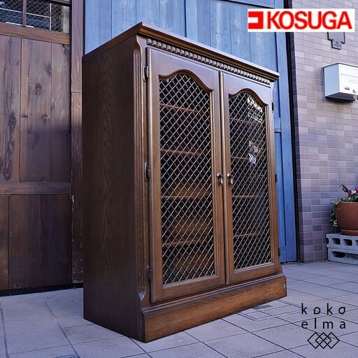 KOSUGA(コスガ)のアメリカンカントリースタイル オーク材 リビングボードです。クラシックなデザインのアンティーク調キャビネットはサイドボードや食器棚などにもおススメです♪CL408