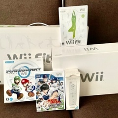 Wii,Wii fit,マリオカート ハンドル,ソフト4本