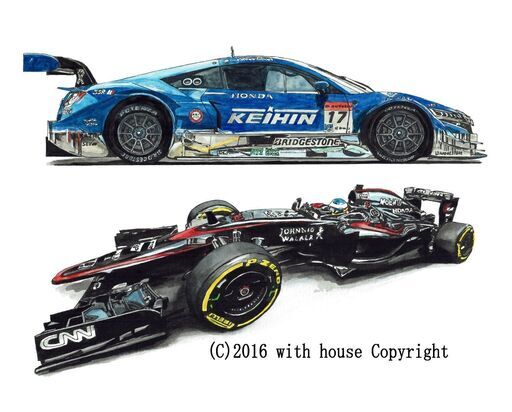 NC-357 KEIHIN HONDA NSX Concept-GT/F-1 限定版画 直筆サイン有 額装済 作家 平右ヱ門