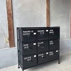 アイアン金属シェルフ/チェスト/ブラック