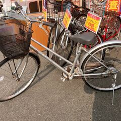 26インチ 自転車 6段ギア付き シティサイクル シルバー No...