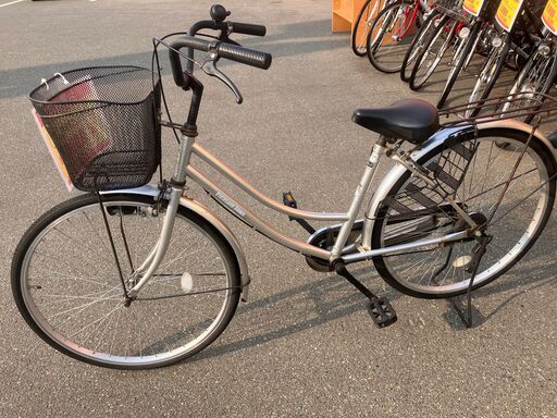 26インチ 自転車 シティサイクル ママチャリ シルバー No.351 ※現金、クレジット、スマホ決済対応※