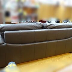 お値下げ！ヒューゴ ジャパン 3人掛けソファ 幅205㎝ レザー ダークブラウン HUGO JAPAN 革 西岡店