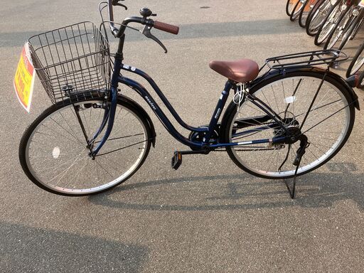 27インチ 自転車 6段変速 シティサイクル ママチャリ ネイビー系 No.349 ※現金、クレジット、スマホ決済対応※