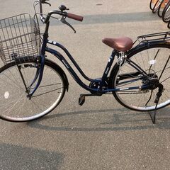 27インチ 自転車 6段変速 シティサイクル ママチャリ ネイビー系 No.349 ※現金、クレジット、スマホ決済対応※ 27インチ 自転車 6段変速 シティサイクル ママチャリ ネイビー系 No