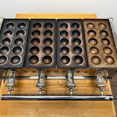 業務用　たこ焼き器　銅板　１０穴　4連　都市ガス用　屋台　店舗　W６５０ｘD４６０ｘH１８.５０ｍｍ