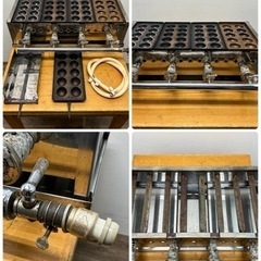 業務用　たこ焼き器　銅板　１０穴　4連　都市ガス用　屋台　店舗　W６５０ｘD４６０ｘH１８.５０ｍｍ