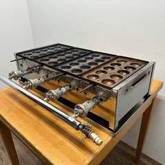 業務用　たこ焼き器　銅板　１０穴　4連　都市ガス用　屋台　店舗　W６５０ｘD４６０ｘH１８.５０ｍｍ