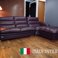☑️ジモ売約済　配達0円　極上イタリア本革60万BLUELABEL大型コーナーカウチソファー