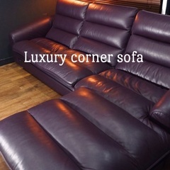 ☑️ジモ売約済　配達0円　極上イタリア本革60万BLUELABEL大型コーナーカウチソファー