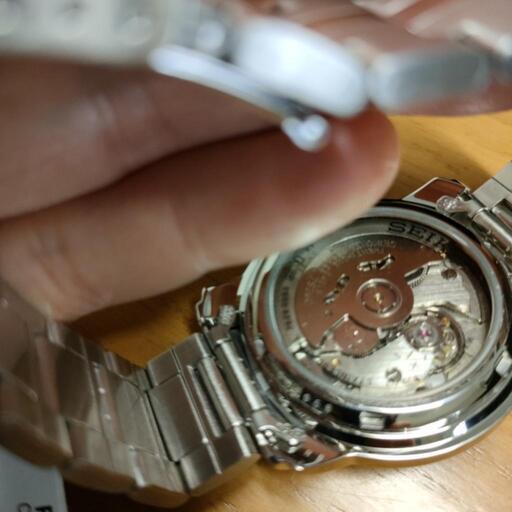 新品 セイコー5 自動巻スケルトンバック メンズ腕時計