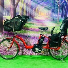 ➃ 4635子供乗せ電動自転車パナソニック3人乗り新品20インチ良好バッテリー