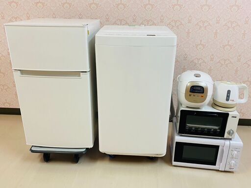 新生活応援 家電6点セット 2ドア冷凍冷蔵庫 洗濯機 電子レンジ オーブントースター 炊飯器 ケトル