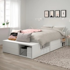 【定価73,190円】 IKEA ベッドフレーム ダブル ダブルベット 収納付き 定価73,190円】 IKEA ベッドフレーム ダブル ダブルベット 収納付き