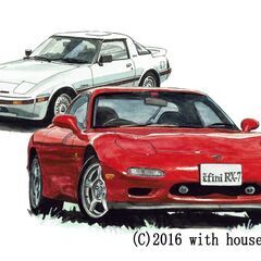 NC-373 RX-7/コスモスポーツ限定版画 直筆サイン額装●作家平右ヱ門