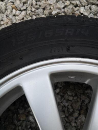 ダイハツ タント 純正ホイール タイヤ：ダンロップ ec202 155/65r14 19 