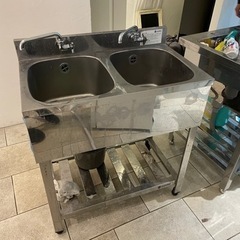 業務用 アズマ2層シンク 蛇口付き