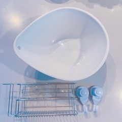 【あげます】洗面器　歯ブラシホルダー　吸盤フック×2