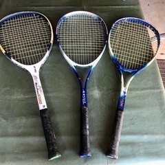 軟式テニスラケット3本、ミズノ、ヨネックス、ダンロップ