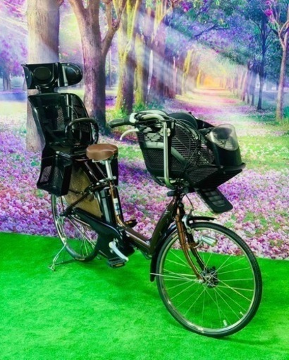 ❹ 4377子供乗せ電動自転車ブリヂストン3人乗り新品26インチ良好バッテリー