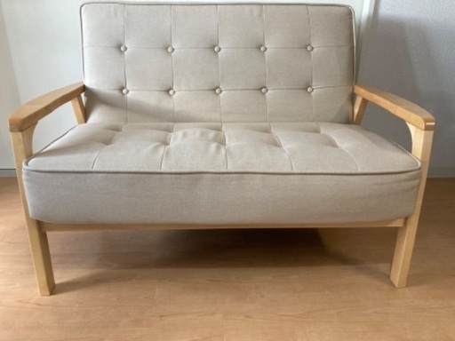 募集停止】2人用ソファ ベージュ ニトリ 2人掛けソファ 布張りタイプ
