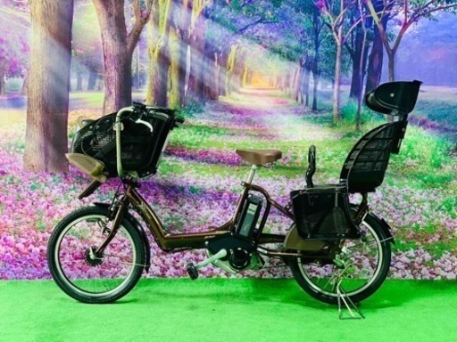 ❹ 4654子供乗せ電動自転車ブリヂストン3人乗り新品20インチ良好バッテリー