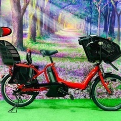 ❹ 4658子供乗せ電動自転車ヤマハ3人乗り新品20インチ良好バ...