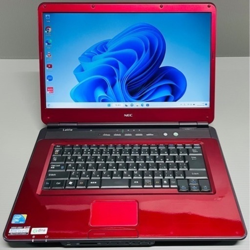 （引取先決定）配送可！　年賀状　Windows11搭載　人気の赤！　NEC製ノートパソコンLaVie　ACアダプター付属