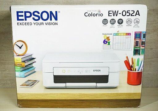 【苫小牧バナナ】新品☆EPSON/エプソン EW-052A カラリオ プリンター ４色 シンプルデザイン インクジェット複合機 スマホ対応♪