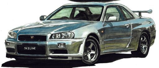 NC-389 スカイラインGT-R R34/スカイラインGT-R R32 限定版画 直筆サイン有 額装済 作家 平右ヱ門