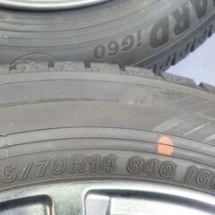 冬 ヤリス ウイングロード 2020年【富山】人気のガンメタ色系アルミホイール ポルテ シエンタ カローラ フィールダー bB イスト 14インチ 175/70R14 +38