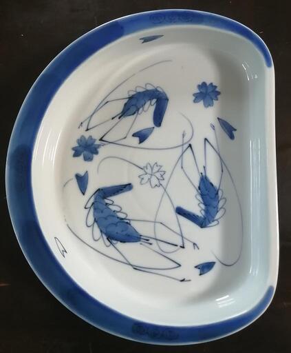 九谷阿古　半月皿　海老柄