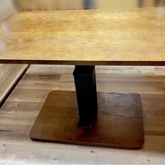 テーブル おしゃれ 高さ調整可能 昇降式 木製  昇降テーブル ...