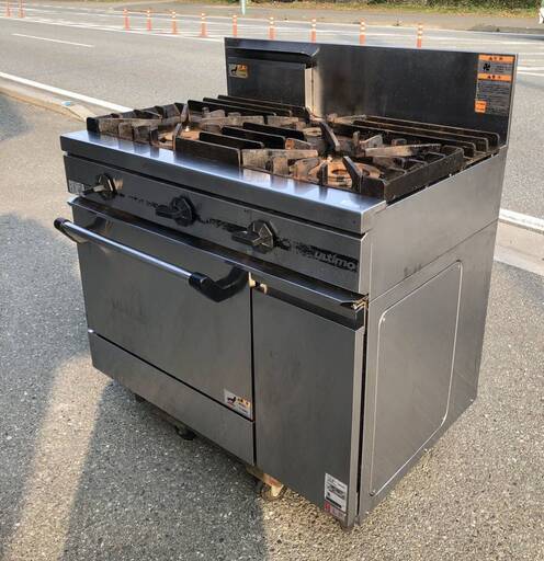 ■ 中古品 タニコー 3口コンロ オーブン付 LPガス プロパン 2019年製 TSGR-0921 900×600×800 厨房 動作確認問題なし ■