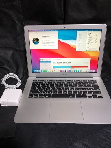 「MacBook Air 13インチ Mid 2013 MD760J/A (Core-i5/4GB/128GB)」Core i5搭載 / メモリー4GB / SSD-128GB / MacOS(Big Sur)とOffice2019 / Bootcamp側はWin10 HomeとOffice2010 / Webカメラ / Bluetooth / USB3.0 / 無線LAN / 中古品