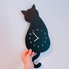 【お取引先決まりました】黒猫　掛け時計