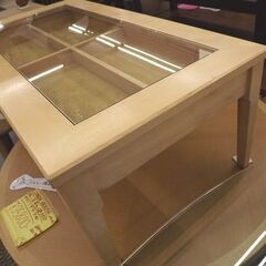 お値下げ！ 北海道民芸 センターテーブル 引出し付き ガラス天板 幅105 