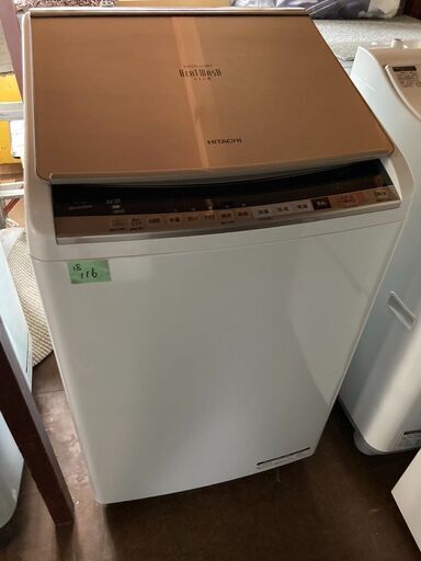 ☆中古￥18,000！【会員価格￥18,000】HITACHI　9.0kg洗濯乾燥機付　家電　2018年製　BW-DV90B型　幅61cmｘ奥行64cmｘ高さ104cm　【BA043】
