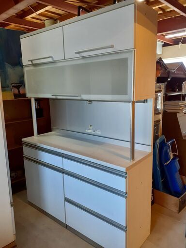 （商談中）綾野製作所 キッチンボード キッチン収納 食器棚 大小の2サイズあり 【引取り限定】　/MJ-0166 1F