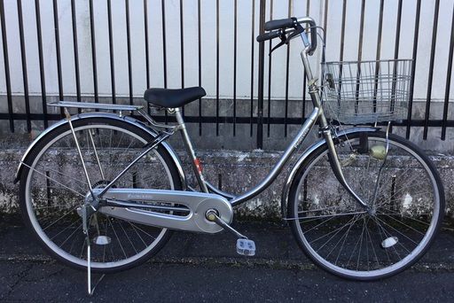 ＜整備・美品＞ブリヂストン 26インチ自転車・シルバー・サドル、鍵は新品・PAYPAYポイント10％サービス月間・不要自転車無料引取り有