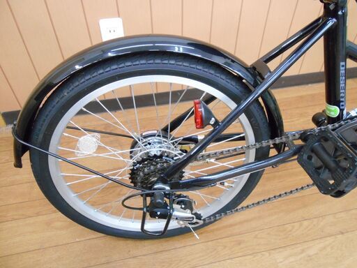 DESERTO 折り畳み自転車 ブラック 20インチ シマノ6速 カゴ付き