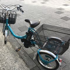 地域限定送料無料　ヤマハ　パスワゴン　三輪車　新基準　15,4AH　2021年　青　アシスタワゴン　ビビライフ　神戸市　電動自転車　