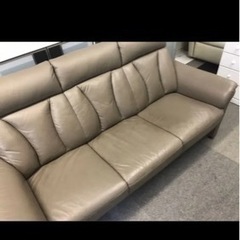 ニトリ 本革 3人掛け ソファ 3P 程度良好