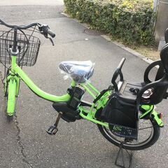 地域限定送料無料 ヤマハ パスバビー 三人乗り 子供乗せ 8,7AH 新基準 緑